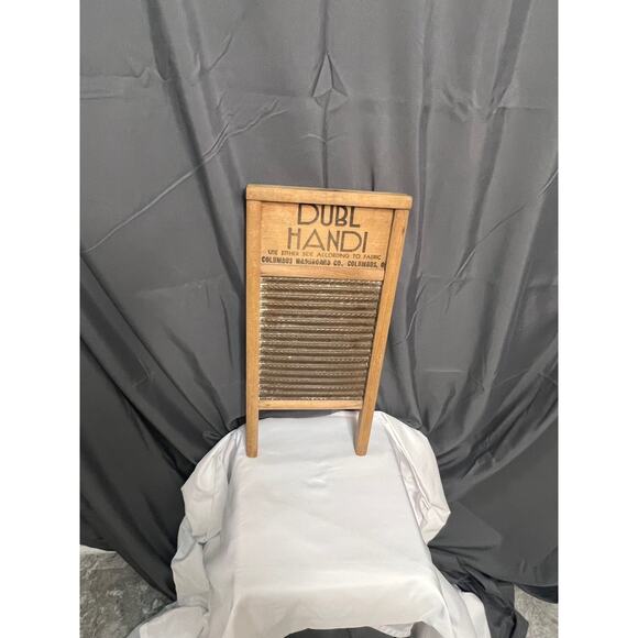 Set of 2 Vtg. Small Wooden Columbus Dubl Handi Galvanized Metal Washboards - Picture 9 of 16